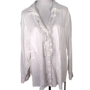 Fashion Bug Women's 4X Button Up Ruffle Shirt